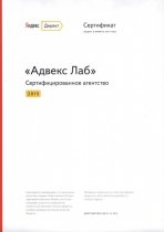 Сертифицированное агентство «Яндекс.Директ», 2015г.